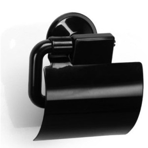 Porta  Papel  Higiênico Com Tampa Ventosa  De  Pressão Preto