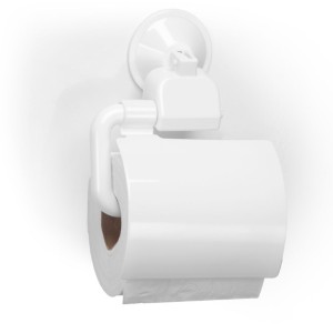 Porta  Papel  Higiênico Com Tampa Ventosa  De  Pressão Branco