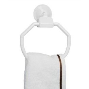 Porta Toalha Redonda  Com Ventosa de Pressão Branco