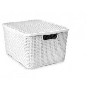 Organizador  Rattan  Com Tampa 7 Litros  Branco