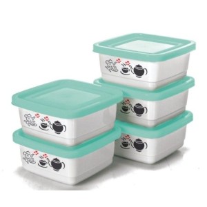 Conjunto  Pote  Quadrado   Mini  5 Peças  Decorado  Prime