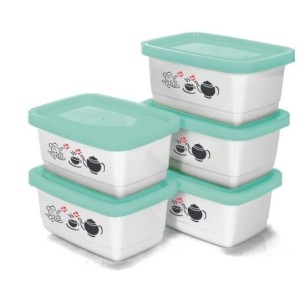 Conjunto Pote  Retangular Mini  5 Peças  Decorado   Prime