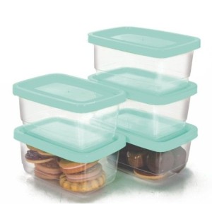 Conjunto Pote  Retangular Mini  5 Peças  Transparente   Prime