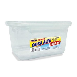 Caixa  Retangular   Alta Com  Trava Transparente 1800 ML