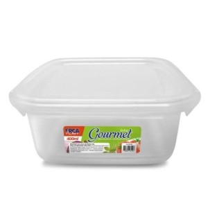 Caixa  Quadrada Com Trava  Transparente   400 ML