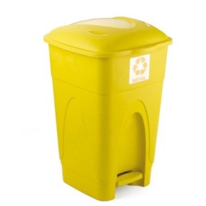 Lixeira Reciclado 30 Litros  Com Pedal Amarelo