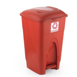 Lixeira Reciclado 65 Litros Com Pedal Vermelho