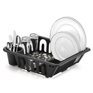 Escorredor  Paris  Com Porta Talher  e Porta Copos Black