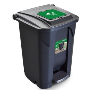 Lixeira  60 Litros  Preta Com  Roda  Pedal  Tampa  Click