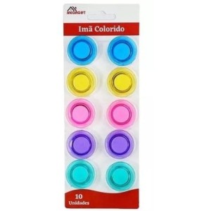 Imã De Geladeira Disco Colorido Com 10 Unidades