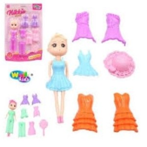 Boneca Nikkie Fashion  Com Acessorios Sortidos 7 Peças