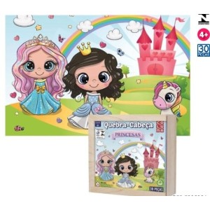 Quebra Cabeça 30 Peças Princesas -Madeira Unica