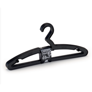 Conjunto  Com  3 Cabides  Infantil  Preto  Slim   Eco  Flow