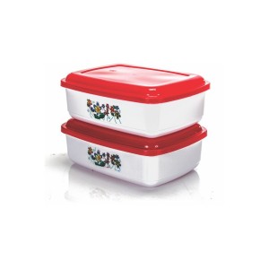 Gold Pote Retangular GG 2 Peças Decorado - 1500 ML Cada Unidade