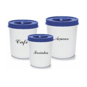 Conjunto de Mantimentos Redondo com Tampa de Rosca Decorado 3 Peças