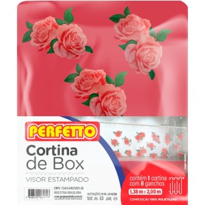 Cortina Box Com Visor Rosas