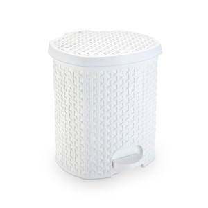 Lixeira Rattan Com Pedal 6 Litros Branco