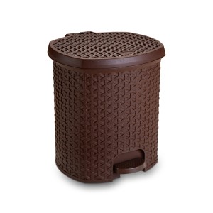 Lixeira Rattan Com Pedal 6 Litros Café