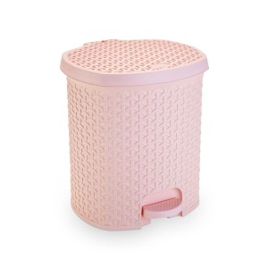 Lixeira Rattan Com Pedal 6 Litros Rosa