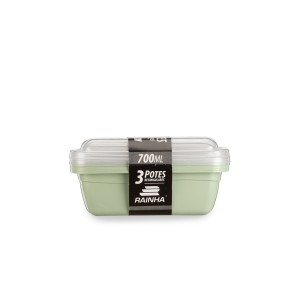 Conjunto Pote Com 3 Retangular 750 Ml