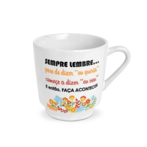 Caneca Lisa Branca Decorada com Dizeres