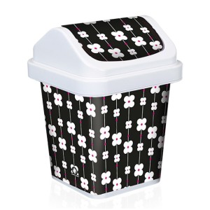 Lixeira Decorada Flowers Quadrada