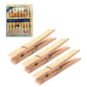 Prendedor de Roupa Em Madeira Com 18