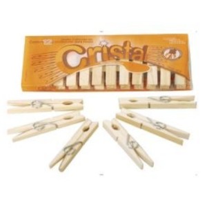 Prendedor de Roupa Em Madeira Cristal Com 12