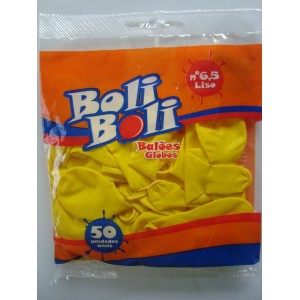 Balão Boli Boli Liso 6,5 com 50 Unidades Amarelo