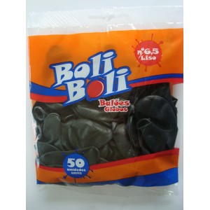 Balão Boli Boli Liso 6,5 com 50 Unidades Preto