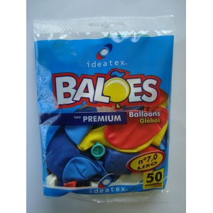 Balão Boli Boli Liso 6,5 com 50 Unidades Sortidos