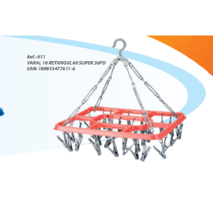 Varal 10 Retangular Super 36 Prendedores