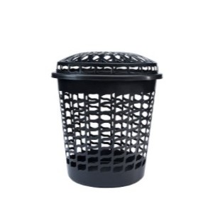 Cesto Telado Preto Com Tampa 30 Litros