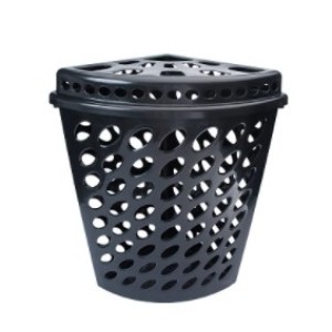 Cesto Telado Triangulo Preto Com Tampa 43,7 Litros