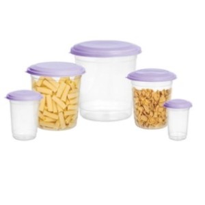 Conjunto Pote Mantimento Redondo Com  5 Peças Transparente