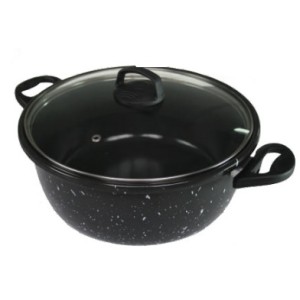 Panela Black Esmaltada 9,5 x16 Tampa De Vidro