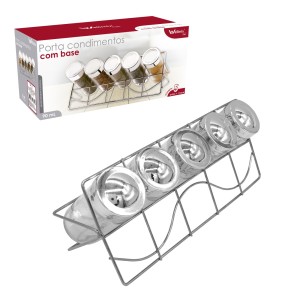Porta  Temperos Com  05 Peças  Base  Horizontal