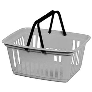Cesta de Mercado Grande Cinza com Alça Plastica Preta  21,4 Litros