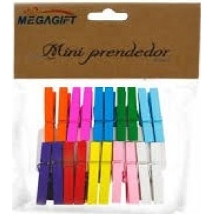 Prendedor De Madeira  Colorido Com  20 unidades