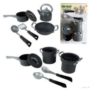 Kit Cozinha Infantil Com Panelas e Acessorios Metalico  Com 12 Peças