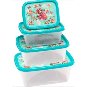 Conjunto  Pote  Com 4 Peças  Retangular (220/420/750/1270 ML) Art Decor