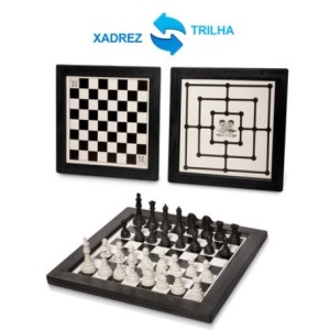 Jogo de Xadrez e Trilha 2 em 1 Grande