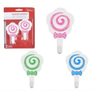 Gancho  Plastico  De Parede Com 2 Pirulito