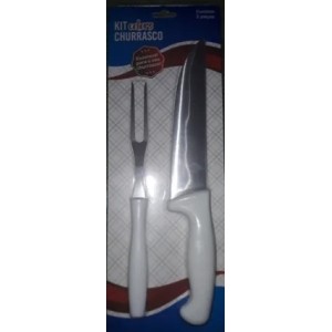Kit Churrasco Com 2 Peças  Composto Por Garfo e Faca