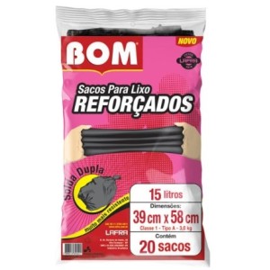 Bom  Reforçado  Azul 15 Litros Com 20 Sacos