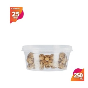 Kit  Potes 60 Com   Tampas  250ML Com 25 Unidades