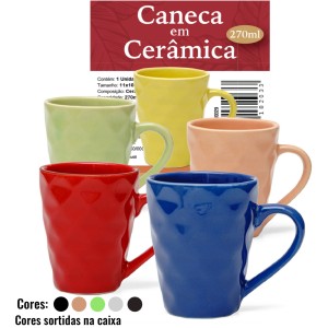 Caneca  De Ceramica 270 ml Cores Sortidas