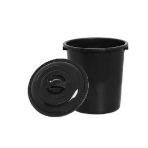 Cesto  Fechado  Preto Com Tampa  Preta  - 27 Litros