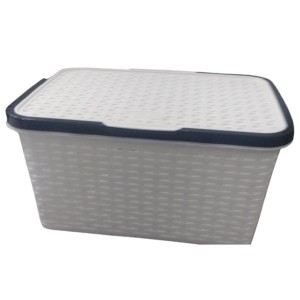 Caixa  Bicolor Com Tampa 15 Litros  Branco e Preto