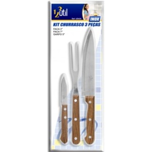 Kit  Churrasco  Conjunto  Com 3 Peças  Faca  3